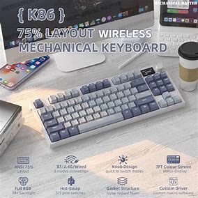 K86 Wireless Hot-Swappable Mechanical Keyboard Bluetooth/2.4g With Display Screen and Volume Rotary Button for Games and Work